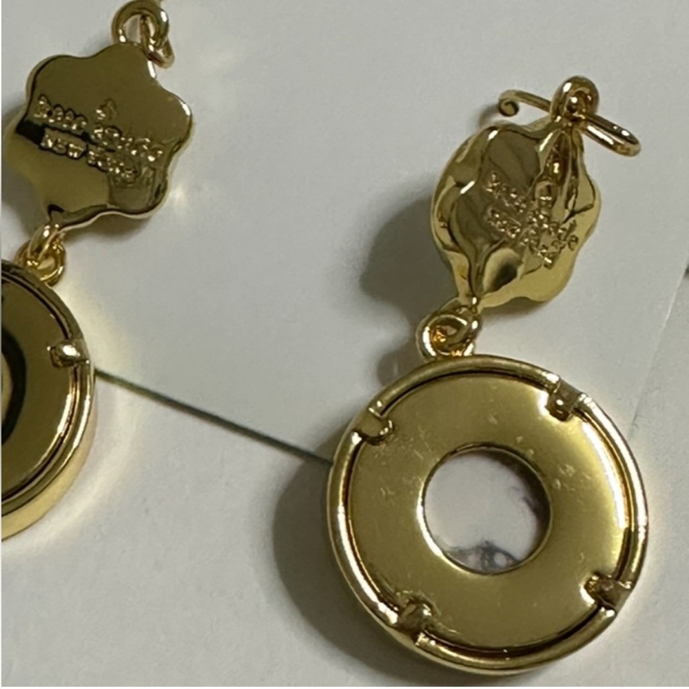 Kate Spade Gold and White Marble Earrings - Picture 2 of 5